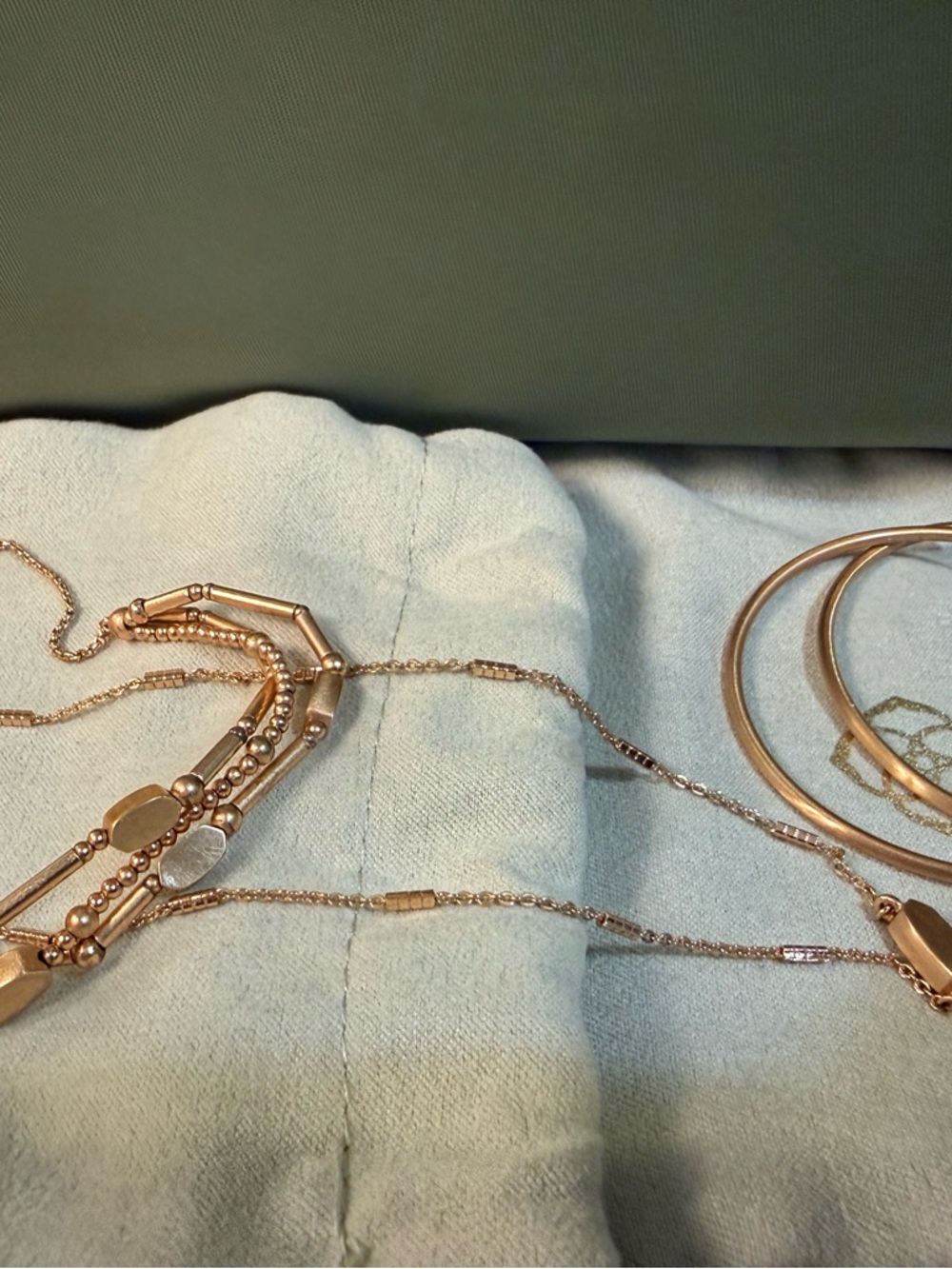 Kendra Scott Rose Gold Layered Bracelet, necklace, and earring set